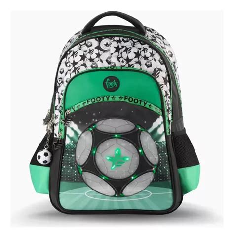 Mochila Espalda New Champions 18 Footy Verde Con Luz Led Color Fútbol