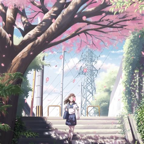 Cherry Blossom Tree Anime Anime Girl Under Cherry Blossom Tree Posted