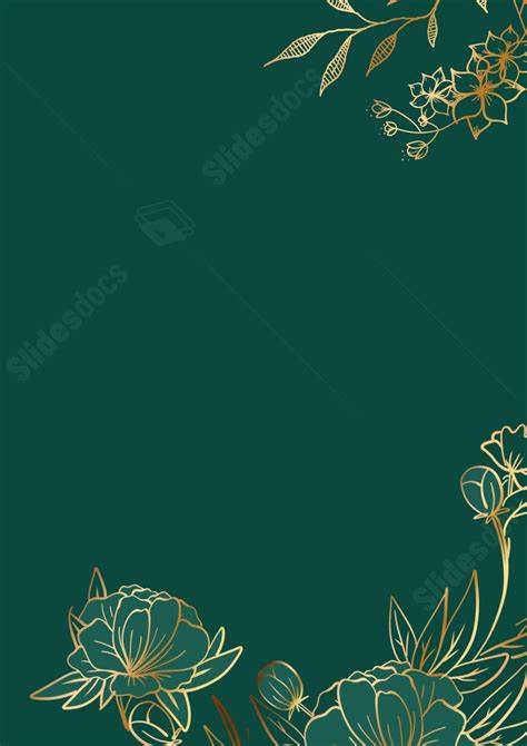 Golden Green Floral Opulence Page Border Background Word Template And ...