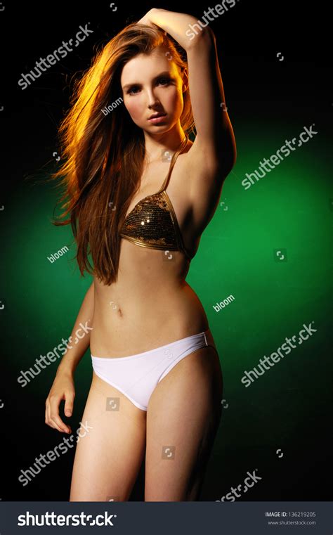 Slim Blonde Woman Long Hair Bikini Stock Photo Shutterstock