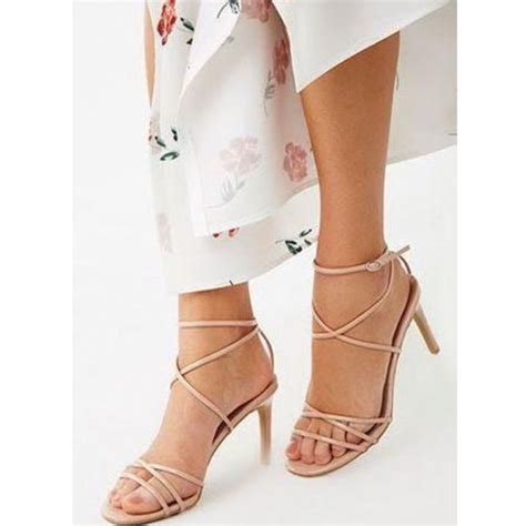 Shoes Nude Faux Patent Leather Strappy Heels Poshmark