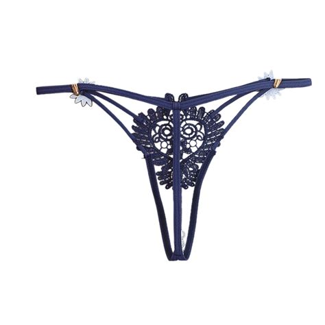 WELOIJEVBE Pearl Massage Thong Sexy Crotchless Lingerie Hot Hollowed Out Low Waist Underwear