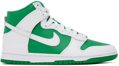 Nike: Green & White Dunk High Retro Sneakers | SSENSE Canada