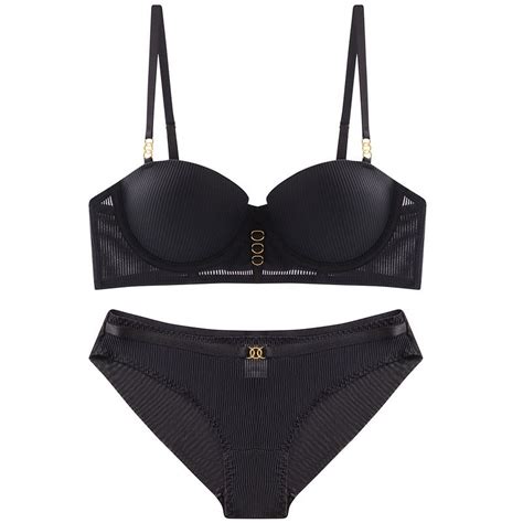 Generic Hot Sexy Lingerie Set Small Chest Push Up Half Cup Soft Steel Ring Bra Top Thin Bottom