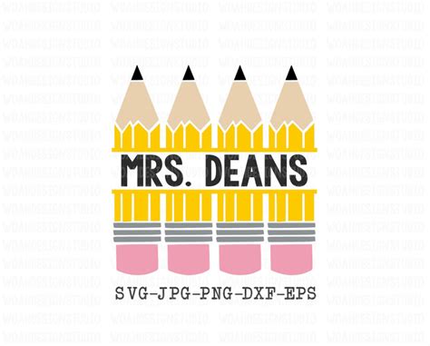 Pencil Monogram Svg Teacher Monogram Svg Pencil Svg School Svg