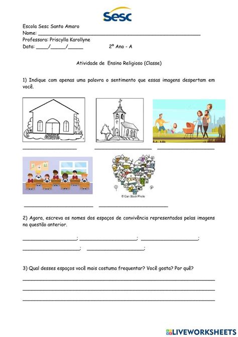 Atividade De Ensino Religioso Dia Worksheet