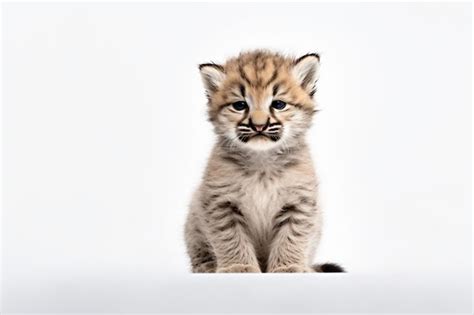 Premium Photo A Baby Lynx With White Background