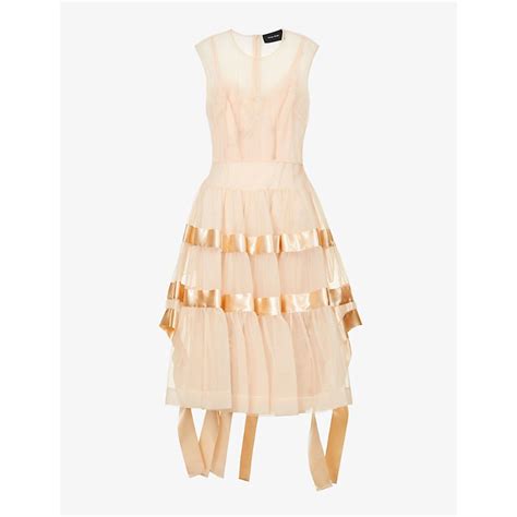 Buy Simone Rocha Floral Embroidered Tulle Midi Dress Nude At Off Editorialist