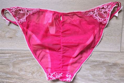 NWT Vintage Victoria S Secret Pink Mesh Lace Low Rise String Bikini Panties S EBay