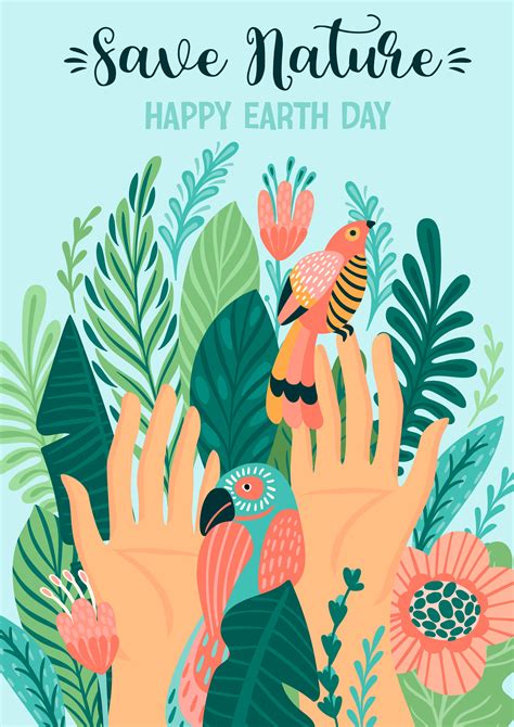 Save Nature Earth Day Poster 1361749 Vector Art At Vecteezy