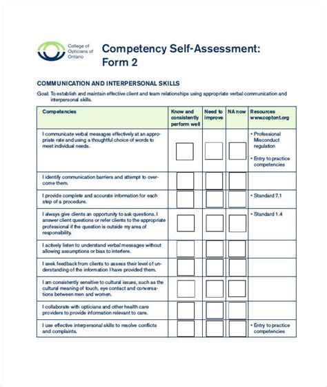Competency Assessment Form Template In 2021 Assessment Templates Form