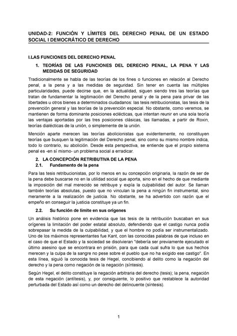 Unidad 2 Función Y Límites Del Derecho Penal 1 Unidad 2 FunciÓn Y