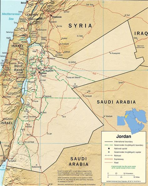 Jordan Map, Amman - Asia