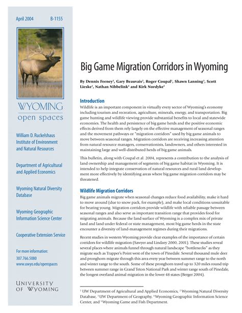 Pdf Big Game Migration Corridors In Wyoming