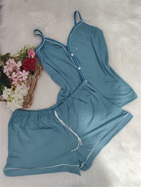 PIJAMA AMERICANO SUED VERDE ACINZENTADO REF Império Lingerie