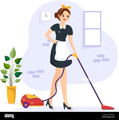 Professional Girl Maid Illustration Of Cleaning Service Wearing Her