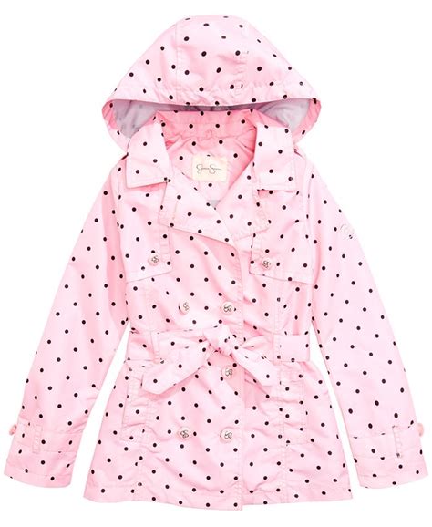 Jessica Simpson Big Girls Polka Dot Hooded Trench Coat Macys