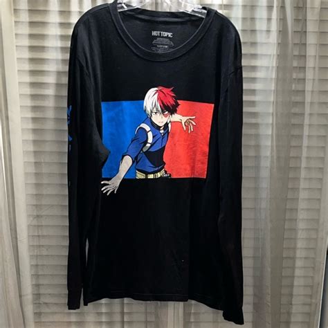 Hot Topic Shirts Hot Topic My Hero Academia Shoto Todoroki Mens Fire Ice Anime Tshirt Sz Xl