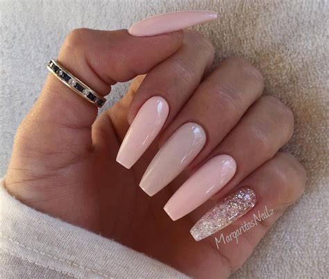 Nude Pink With A Glitter Pinky Ballerina Nails Trendy Nail Art Nails