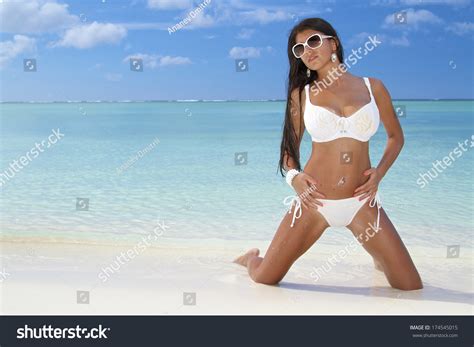 Beautiful Sexy Girl White Bikini On Stock Photo 174545015 Shutterstock