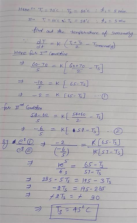 Certain Quantity Of Water Cools From 70 OC To 60 OC In The First 5