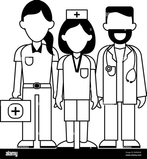 Medical teamwork avatar black and white Stock Vector Image & Art - Alamy