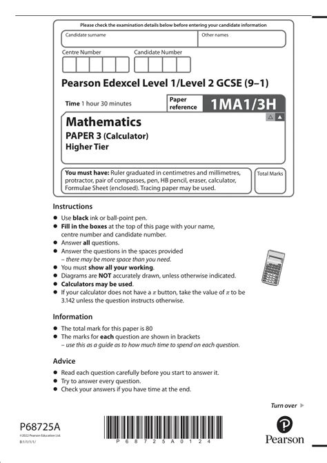 2023 Paper 3 Edexcel GCSE Maths Higher Paper Mocks Maths Stuvia UK