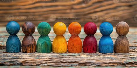 Colorful Wooden Figures Representing Diversity Equity Inclusion And