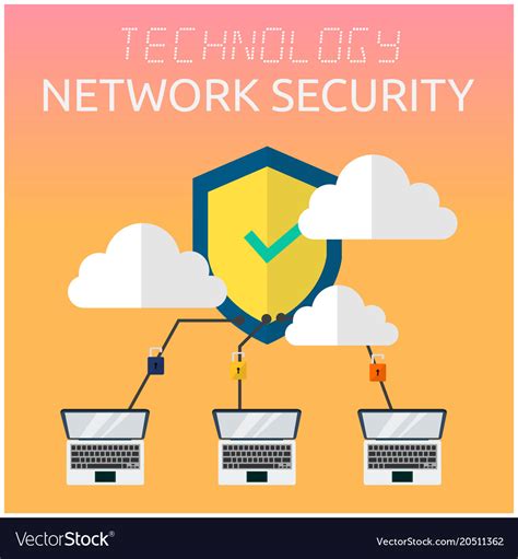 Technology network security laptop logo b Vector Image