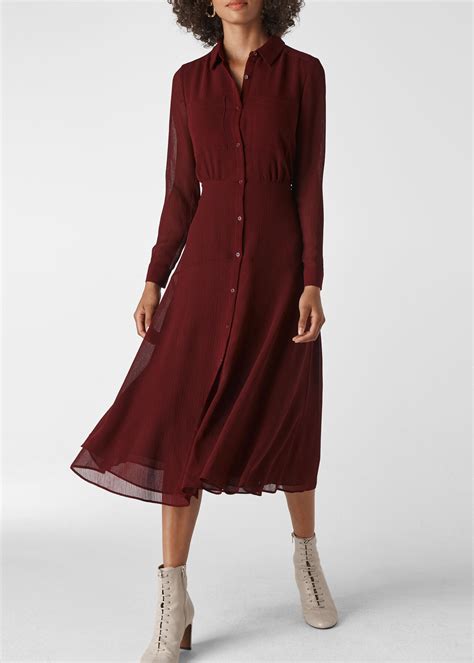 Burgundy Carys Midi Shirt Dress Whistles