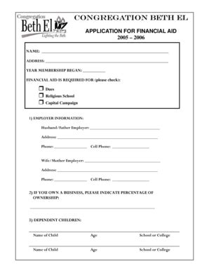 Fillable Online Financial Aid Application Form 2005 2006 Fax Email