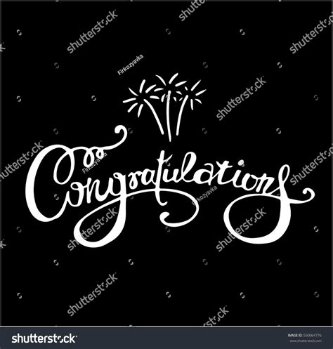 Congratulations Calligraphy Hand Written Text Lettering Stock Vector