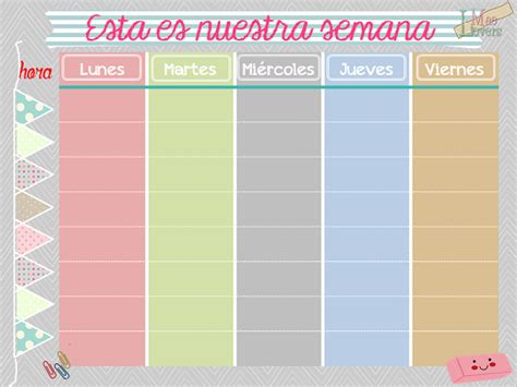 Calendario Semanal Gratis Listo Para Descargar Blog F De Fifi Manualidades Imprimibles Y