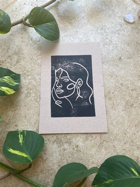 Face Linocut Etsy