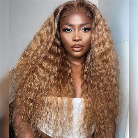 27 Honey Blonde Water Wave Wig 6x5 13x4 HD Lace Frontal Wig 180 Density Tinashe Hair