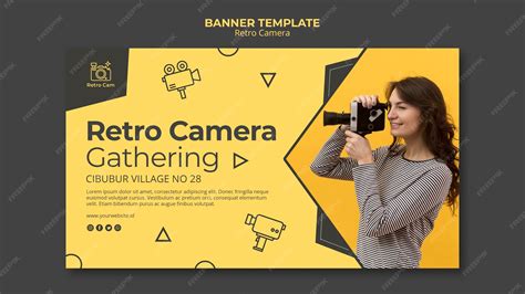 psd retro camera banner