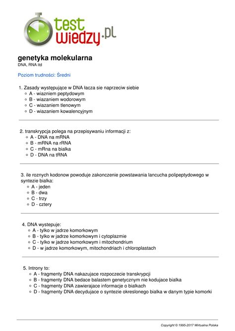 Test Genetyka Biologia Klasa 8 Margaret Wiegel