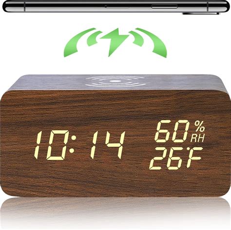 Digital Alarm Clock With 15W Wireless Charging Digital Alarm Clocks