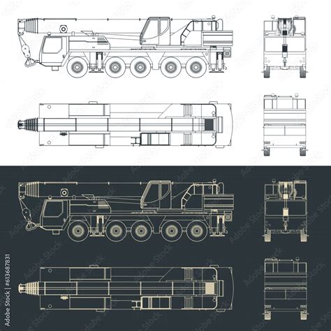 Mobile crane blueprints Stock Vector | Adobe Stock