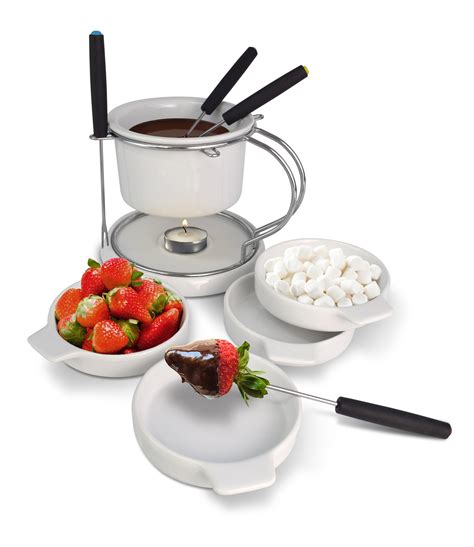 Le Regalo 11 Piece Ceramic Fondue Set 1 Fondue Pot 1 Base Plate 1