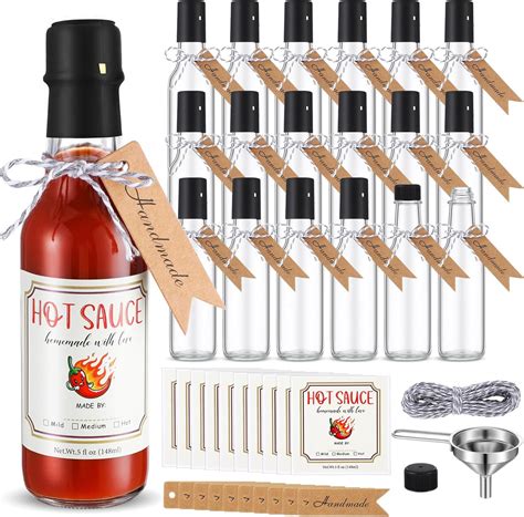 Amazon Baderke Pcs Oz Hot Sauce Bottles With Caps Glass Bottle Clear Mini Liquor Sauce