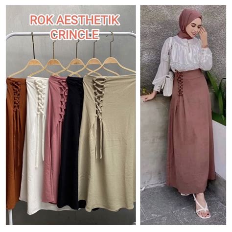 Jual Rok Aesthetic Rok Simpul Tali Crinkle Airflow Shopee Indonesia