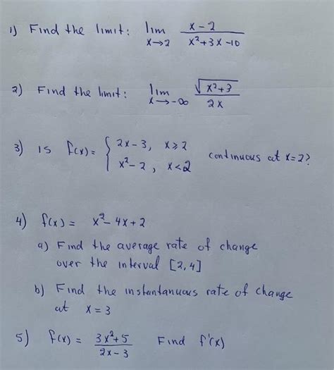 Solved Find The Limit Limx→2x23x−10x−2 2 Find The Limit