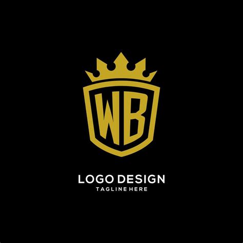 Initial WB logo shield crown style, luxury elegant monogram logo design ...