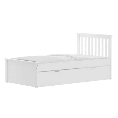 Dropship White Twin Trundle Bed Heavy Duty Malibu Solid Wood Bed Frame