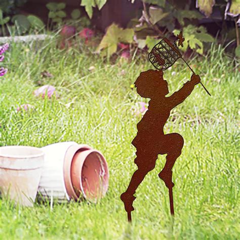 Yilyih Garden Statues And Figurines Outdoors Iron Children Silhouette