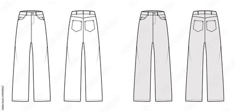 Baggy Jeans Denim Pants Technical Fashion Illustration With Full Length Low Waist Rise 5