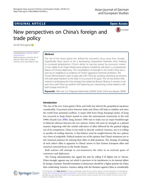 (PDF) New perspectives on China’s foreign and trade policy