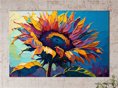 Sunflower Painting Canvas Wall Art Print Colorful and Vibrant - Etsy