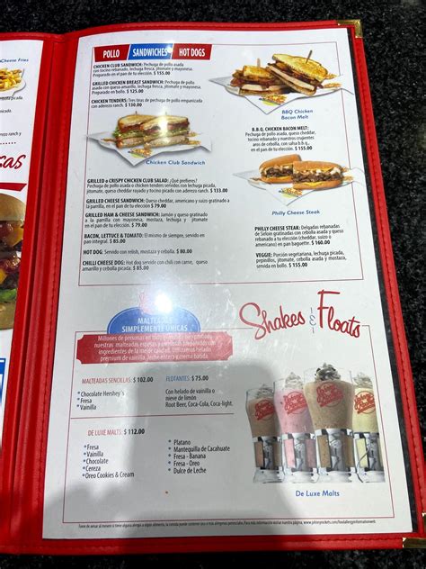 Menu at Johnny Rockets restaurant, Mexico City, Av. Insurgentes Sur 1352